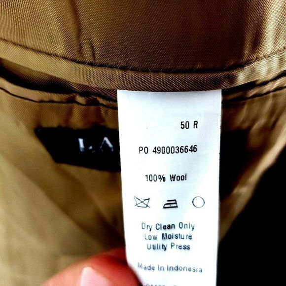 Lauren Ralph Lauren Tweed Wool 2 Leather Button Sport Coat 44R Brown Cross Check - Picture 10 of 12